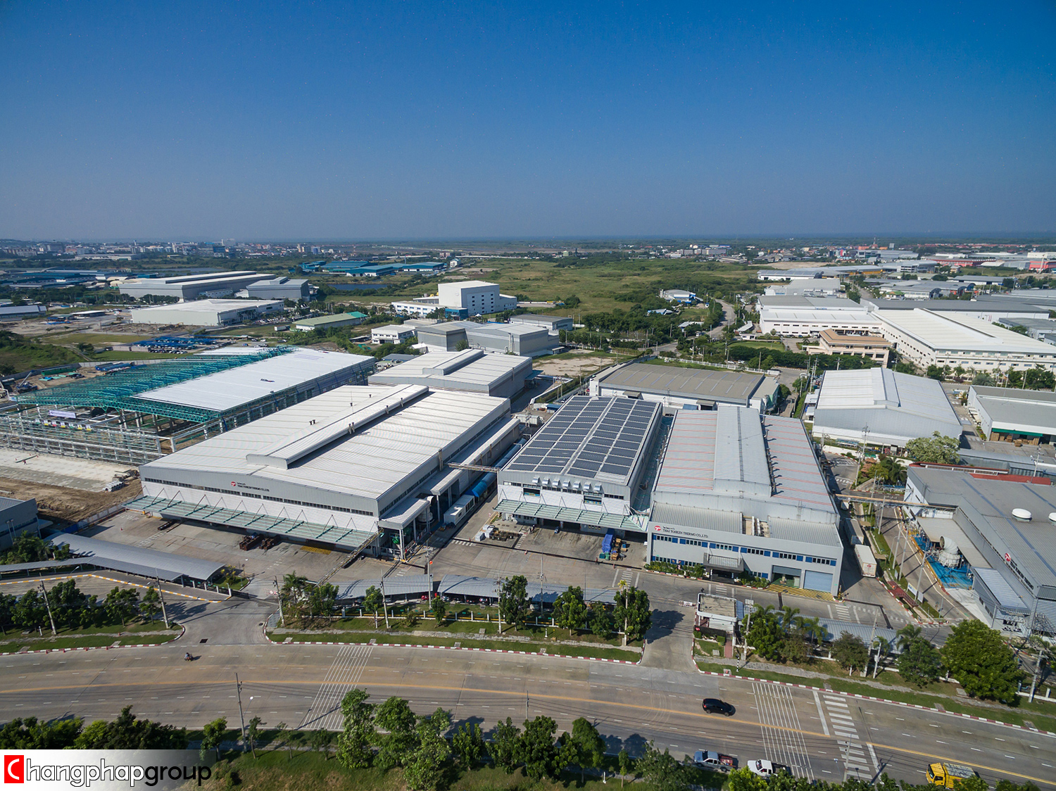 ภาพโดรน ภาพมุมสูง Thai Tohken Thermo Co., Ltd โรงงานชุบโลหะ