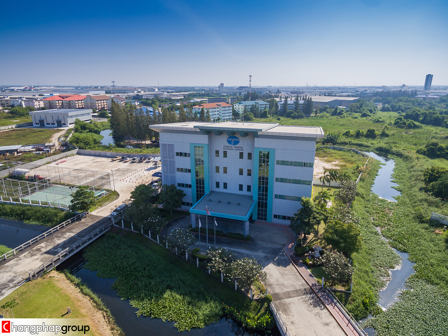 ภาพโดรน ภาพมุมสูง Thai Tohken Thermo Co., Ltd โรงงานชุบโลหะ