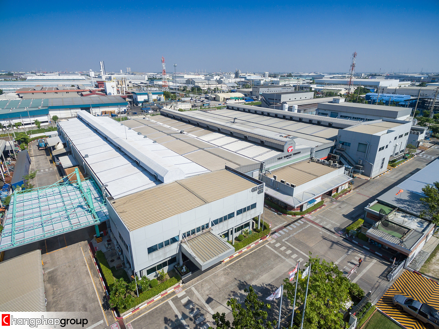 ภาพโดรน ภาพมุมสูง Thai Tohken Thermo Co., Ltd โรงงานชุบโลหะ