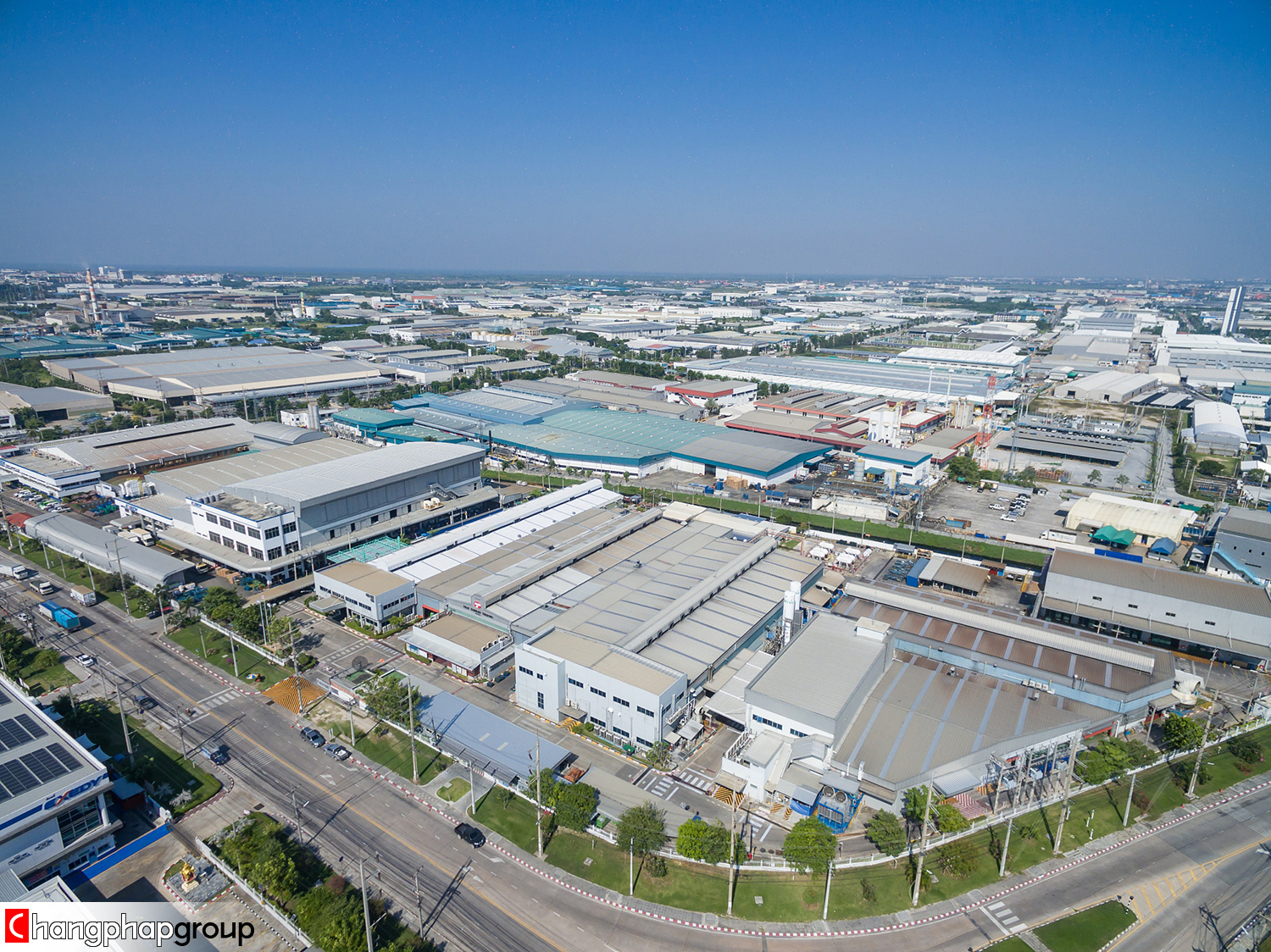 ภาพโดรน ภาพมุมสูง Thai Tohken Thermo Co., Ltd โรงงานชุบโลหะ