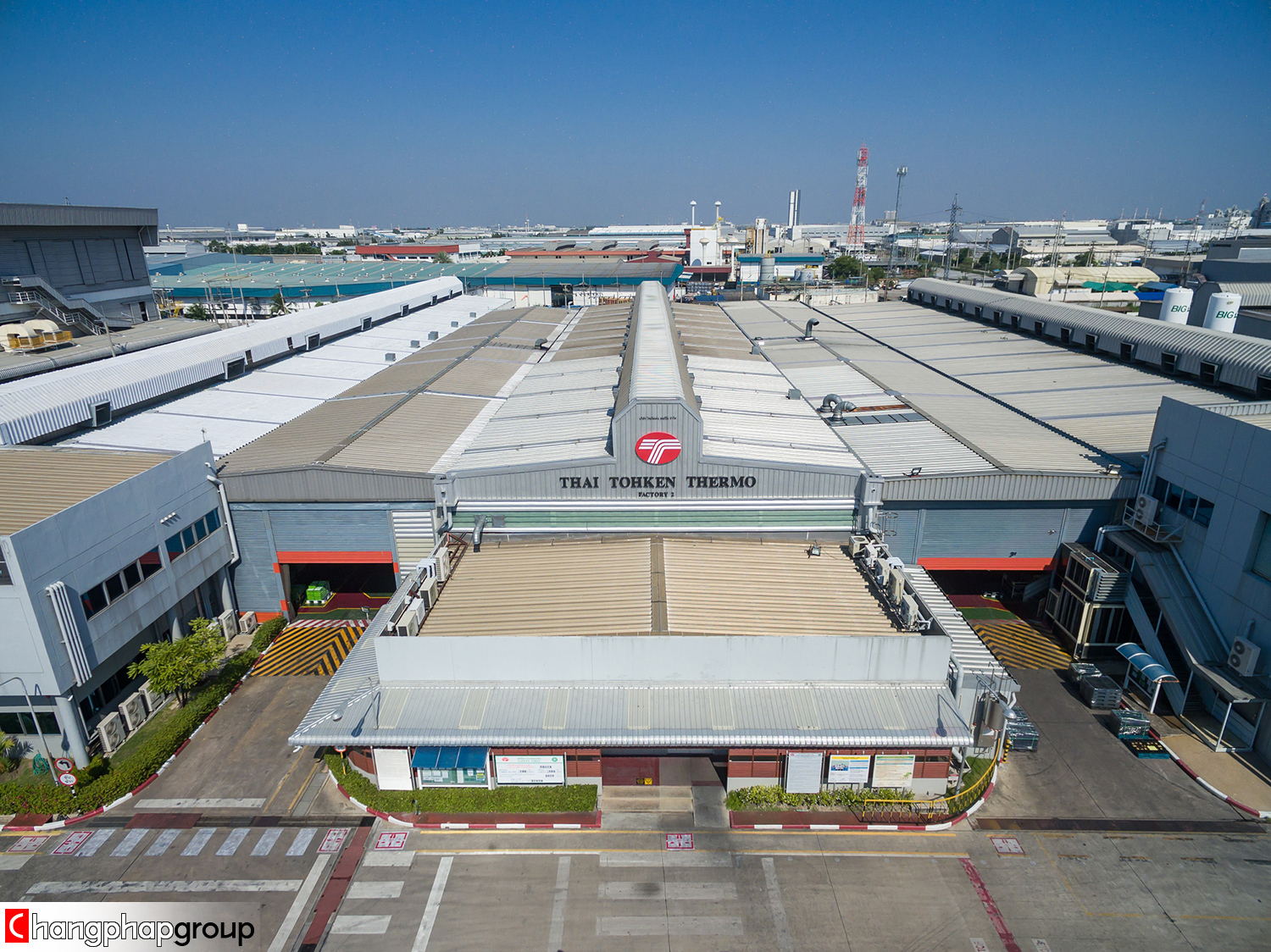 ภาพโดรน ภาพมุมสูง Thai Tohken Thermo Co., Ltd โรงงานชุบโลหะ